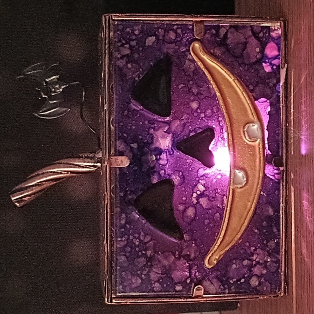 Purple and Gold Halloween Pumpkin Tea Light